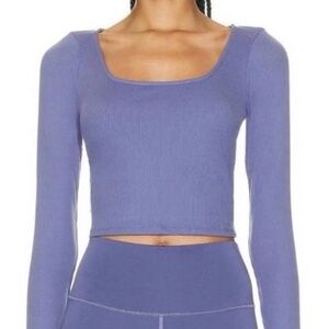 Alo Yoga Alosoft Ribbed Show Stopper Long Sleeve Top – Infinity Blue – XS